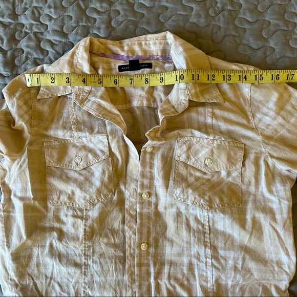 Banana republic women’s button down shirt beige w white stripes, size S - Picture 7 of 10